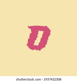Red italic letter O monogram initial logo with distort or trash style in yellow background