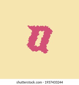 Red italic letter Q monogram initial logo with distort or trash style in yellow background