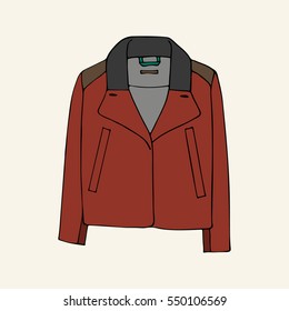 Red jacket with gray collar