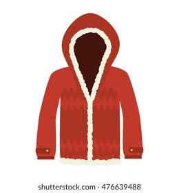 red jacket sweater hood winter fashion clothes vector illustration