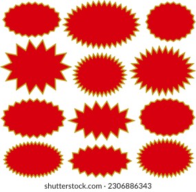 Red jagged oval balloon frame with gold border