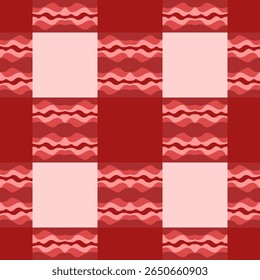 A red Jagged seamless pattern of wavy lines and geometric shapes on red background. Vector illustration.