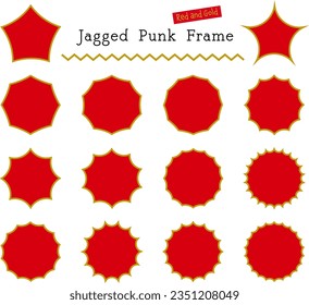 Red jagged speech bubble frame with gold edging