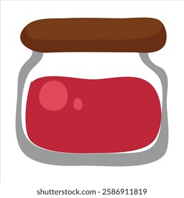 Red jam jar isolated on white background. Vector illustration in flat style