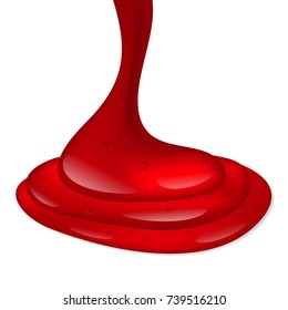Red jam on white background. Raspberry confiture. Vector illustration.