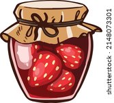 Red jam strawberry blanks. vector illustration Cartoon style.