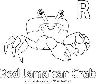 Red Jamaican Crab Alphabet ABC Coloring Page R