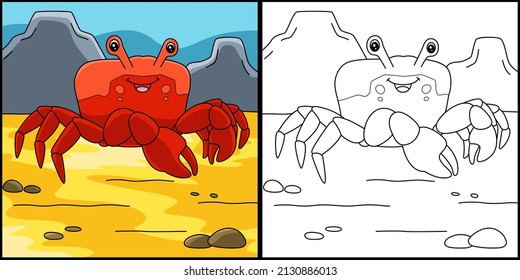 Red Jamaican Crab Coloring Page Illustration