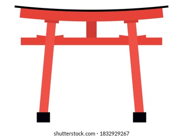 Red Japan Temple White Background Stock Vector (Royalty Free