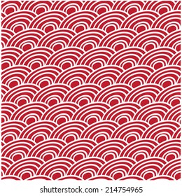 Red japan wave pattern hand draw 