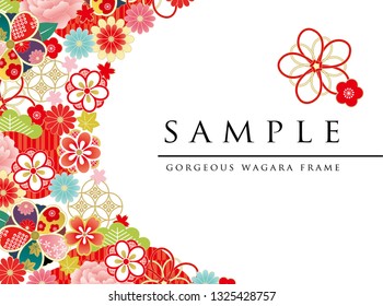 red japanese  flower frame