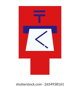 Red Japanese mailbox with envelope inserted icon illustration