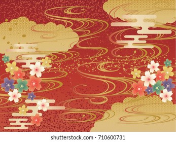 Red Japanese Pattern Background