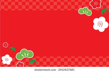 
Red Japanese pattern background frame for New Year