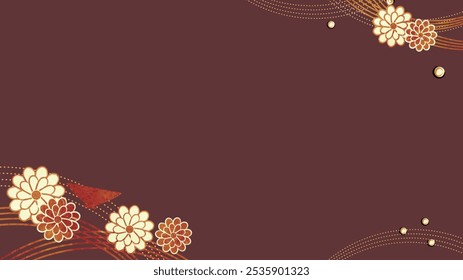 Fondo de patrón japonés rojo y Imagen de fondo de estilo japonés dorado