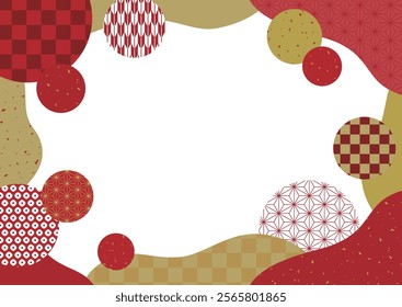 Red Japanese pattern and cloud-shaped transparent frame postcard