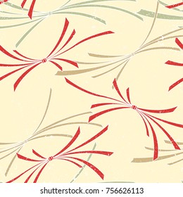 Red Japanese ribbon pattern seamless vector. Decoration element background for greeting card, ceremony poster, cover page design, textile,