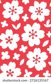 fundo padrão sakura japonês vermelho
