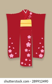 red japanese silk kimono dress vector isolated