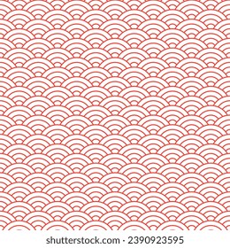 Red Japanese wave pattern background. Japanese seamless pattern vector. Waves background illustration. for clothing, wrapping paper, backdrop, background, gift card.