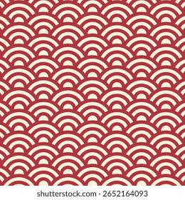 Red Japanese wave pattern background. Japanese seamless pattern vector. Waves background illustration. for clothing, wrapping paper, backdrop, background, gift card.