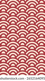 Fondo de patrón de onda japonés rojo. Vector japonés sin patrón. Olas ilustración de fondo. para la ropa, papel de embalaje, telón de fondo, fondo, Tarjeta de regalo.