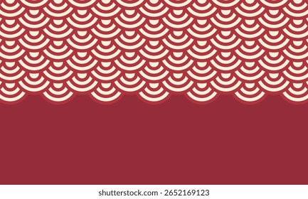 Red Japanese wave pattern background. Japanese seamless pattern vector. Waves background illustration. for clothing, wrapping paper, backdrop, background, gift card. Negative and copy space.