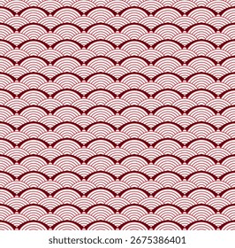 Red Japanese wave seamless pattern background vector