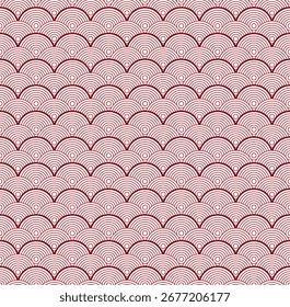 Red Japanese wave seamless pattern background vector