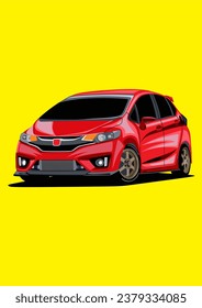 Arte vectorial de modificación de Hatchback GK5 de Red Jazz Fit