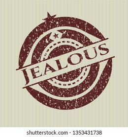Red Jealous distressed grunge style stamp