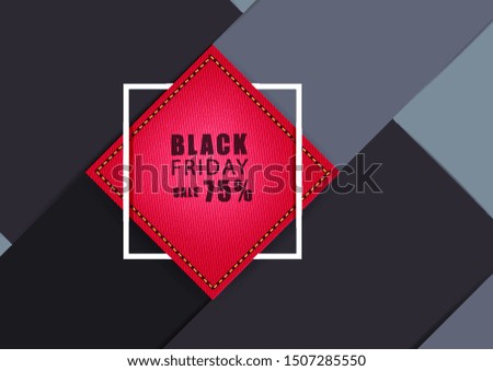 Red jeans banner with square frame and  on modern geometric background. Vector illustration layout template design