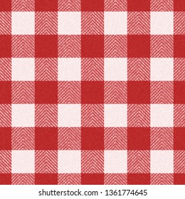 Red Jeans Gingham Seamless Pattern. Traditional Buffalo Check Plaid Pattern. Denim Vector Tablecloth Tartan Plaid Background. 
