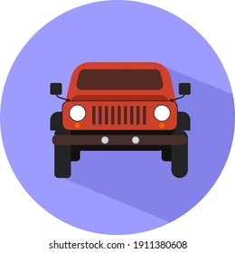 Red jeep, illustration, vector on a white background.
