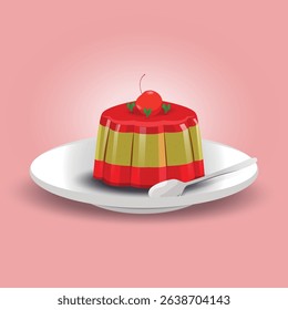 Red jelly with cherry design illustration