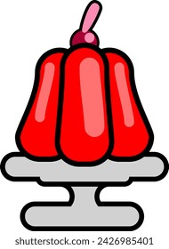 red jelly with cherry on topvector icon