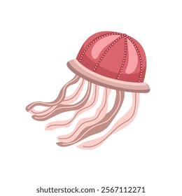 Red jellyfish. Medusa. Clip art of jellyfish. Underwater creatures. Ocean animal.