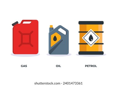 Red jerry can, Gasolinel, oil barrel. isolated on white background Vector Illustration 