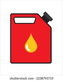 Rote Jerry kann einzeln auf weißem Hintergrund. Tankkanister mit Tropfbrennstoff, Vektorgrafik. Kraftstoffbehälter, Dieselgas. Rohölpreise. Unterschreiben Sie für die Ölförderfirma. Kraftstoffbehälter