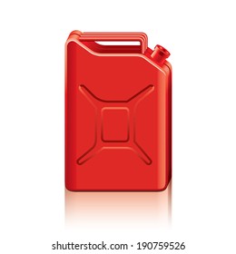 Red jerrycan isolated on white photo-realistic vector illustration