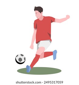 red jersey football player. health and fitness. flat design illustration.