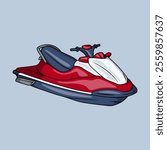 Red jet ski for water sport at summer