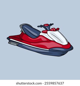 Red jet ski for water sport at summer