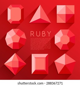 Red Jewel Shapes Collection : Vector Illustration