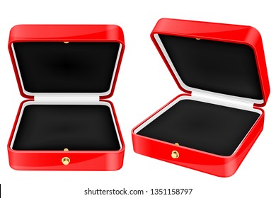 Red jewelry box. Vector 3d illustration isolated on white background