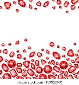 Red Jewels Seamless Horizontal Background.