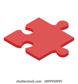 Red jigsaw icon. Isometric of red jigsaw vector icon for web design isolated on white background