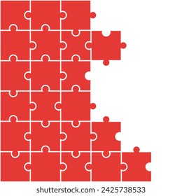 Red jigsaw pattern. jigsaw line pattern. jigsaw seamless pattern. Decorative elements, clothing, paper wrapping, bathroom tiles, wall tiles, backdrop, background.