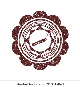 Red joint, cigarette icon inside distress grunge stamp