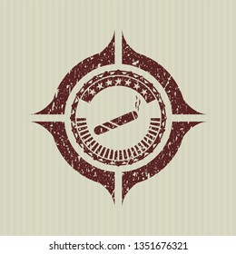 Red joint, cigarette icon inside distressed rubber texture